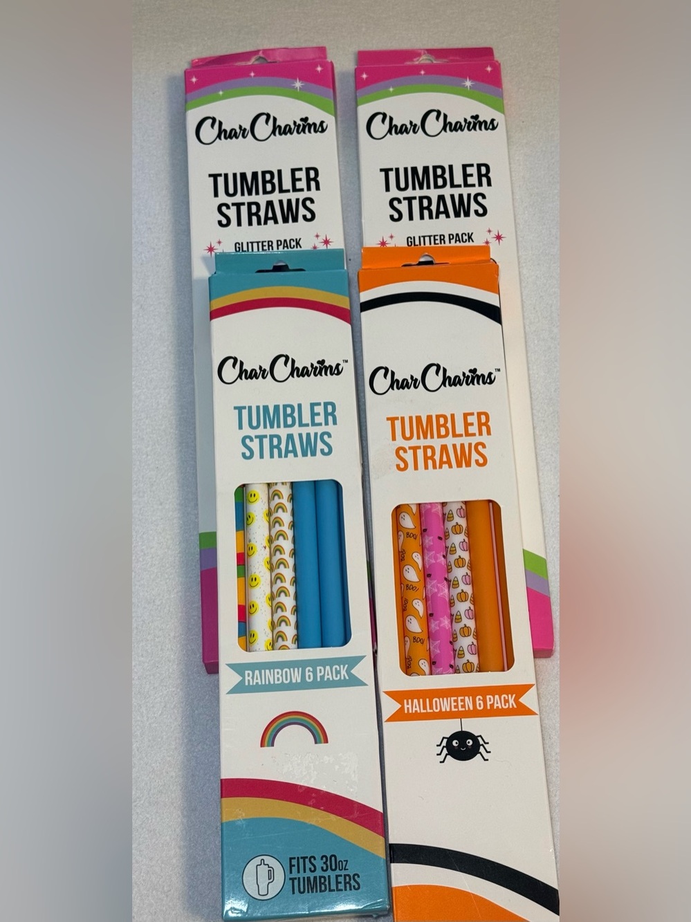 New Bundle Char Charms Tumbler Straws. Multi patterns